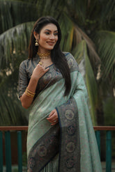 Charming Kanjivaram Pista Color Soft Silk Saree